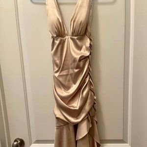 Champagne  asymmetrical prom dress